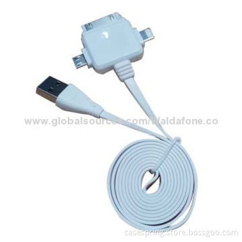 Factory hot sale flat 3-in-1 mobile phone data cable